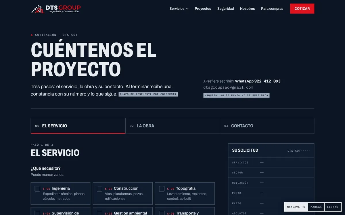 La cotización de DTS Group, en computadora