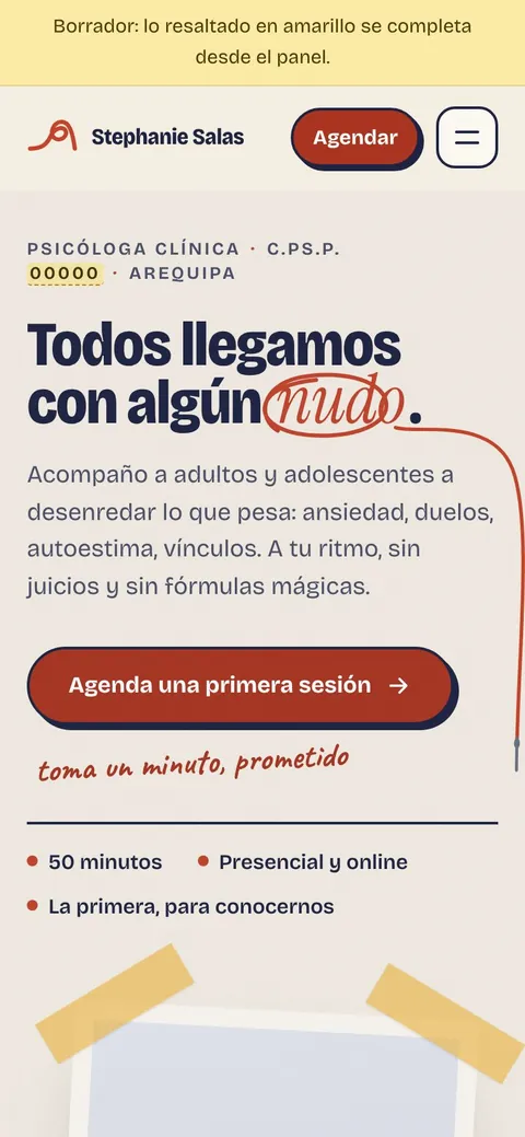 La misma portada en un celular