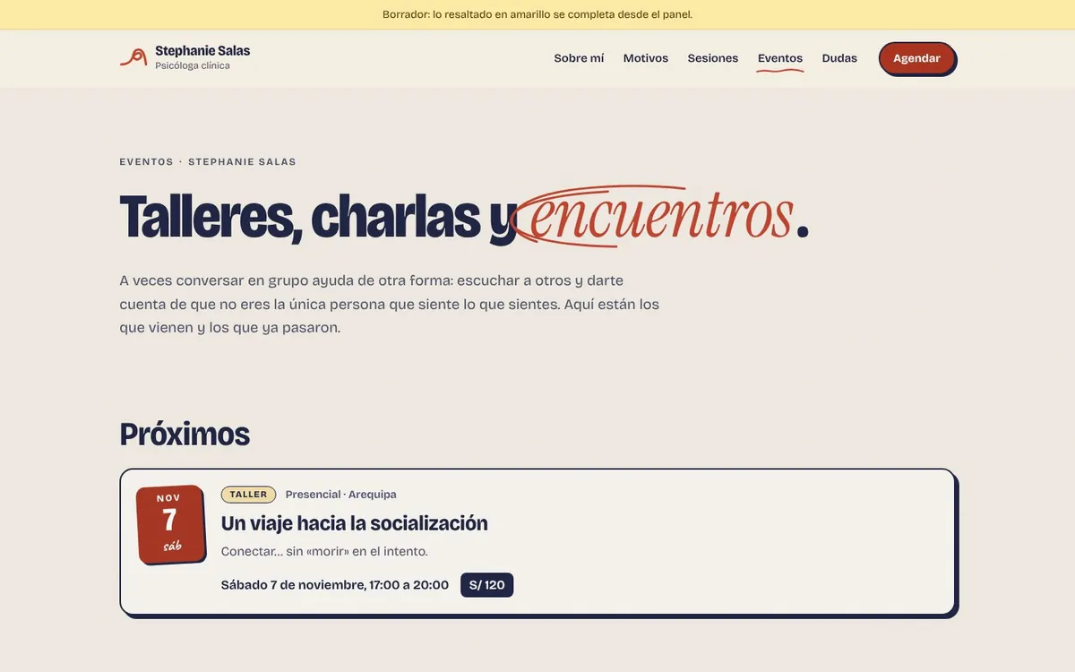 Los talleres y charlas de Stephanie Salas, en computadora